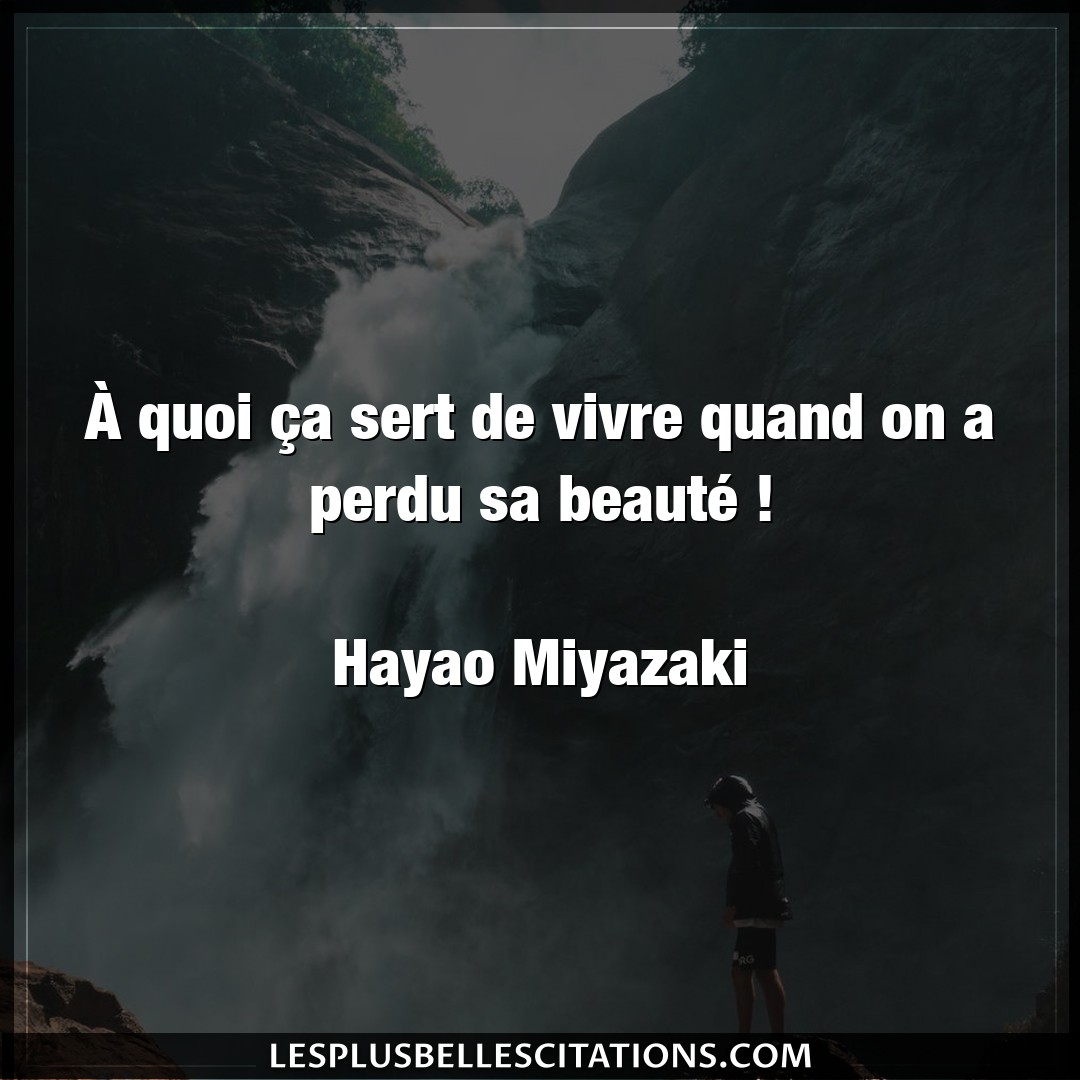 Citation Hayao Miyazaki Quoi A Quoi Ca Sert De Vivre Quand On A Perdu Sa