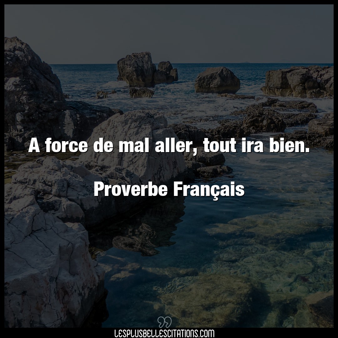 Citation Proverbe Francais Bien A Force De Mal Aller Tout Ira