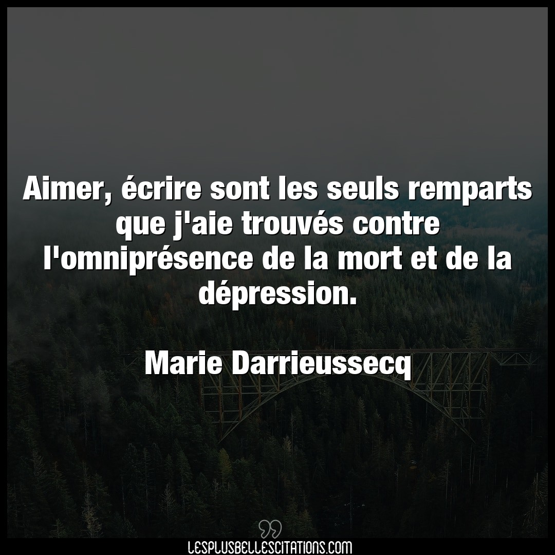 Citation Marie Darrieussecq Aimer Aimer Ecrire Sont Les Seuls Remparts Que J