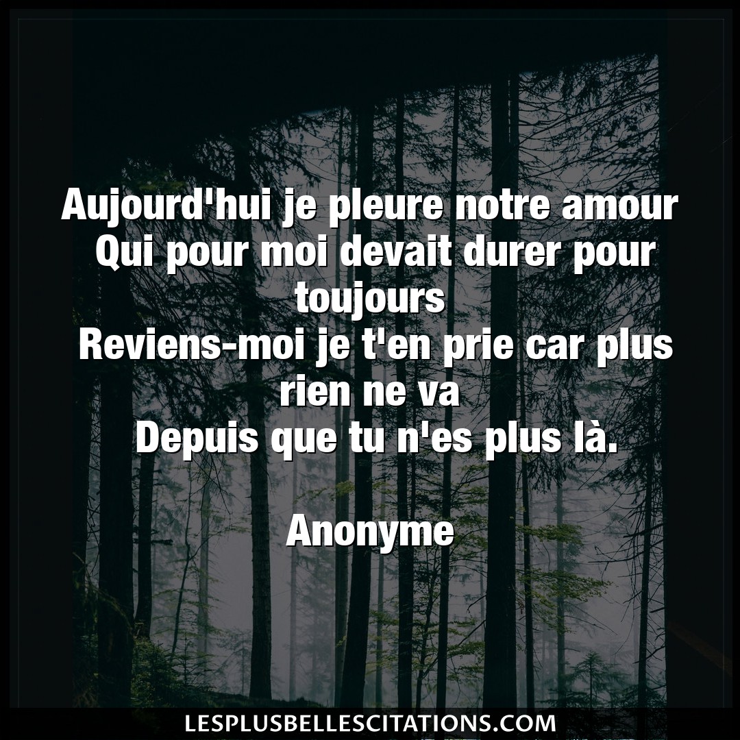 Citation Anonyme Amour Aujourd Hui Je Pleure Notre Amour Qui Pour M