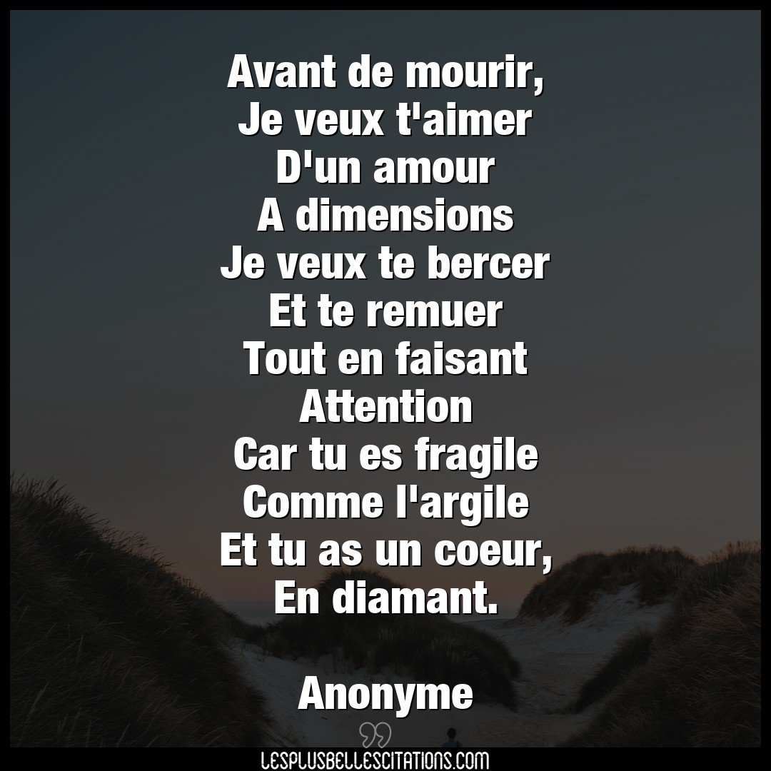 Citation Anonyme Aimer Avant De Mourir Je Veux T Aimer D Un Amour A