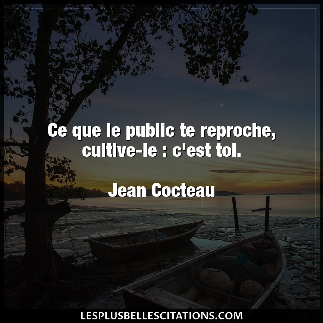 Citation Jean Cocteau Reproche Ce Que Le Public Te Reproche Cultive Le C