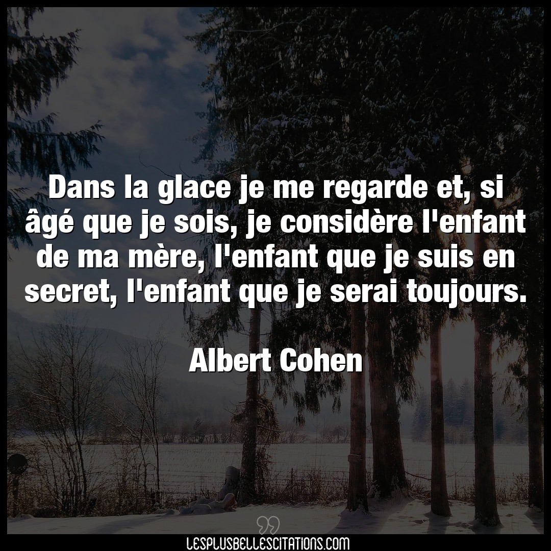 Citation Albert Cohen Enfant Dans La Glace Je Me Regarde Et Si Age Que