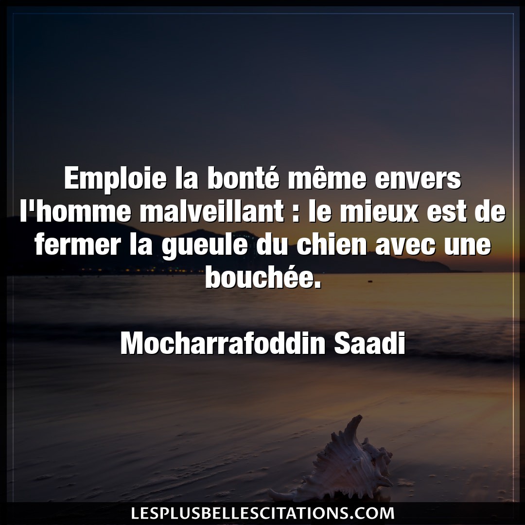 Citation Mocharrafoddin Saadi Chien Emploie La Bonte Meme Envers L Homme Malvei