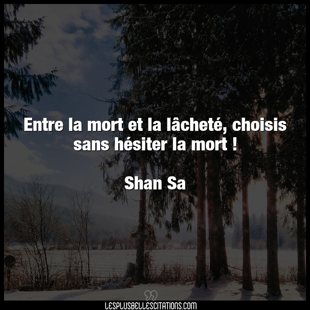 Citation Shan Sa Hesiter Entre La Mort Et La Lachete Choisis Sans H