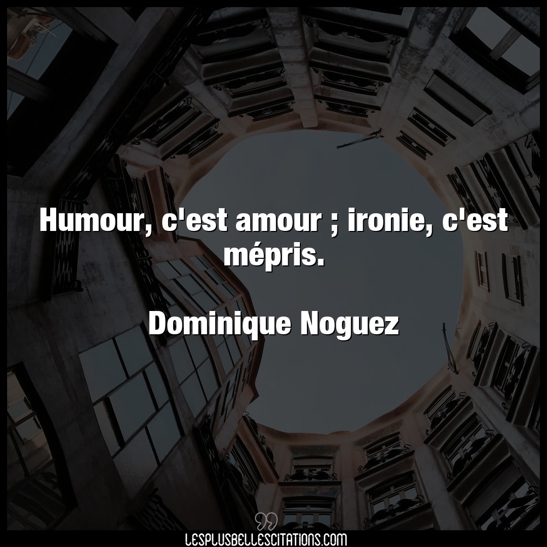 Humour, c’est amour ; ironie, c’est mépris.