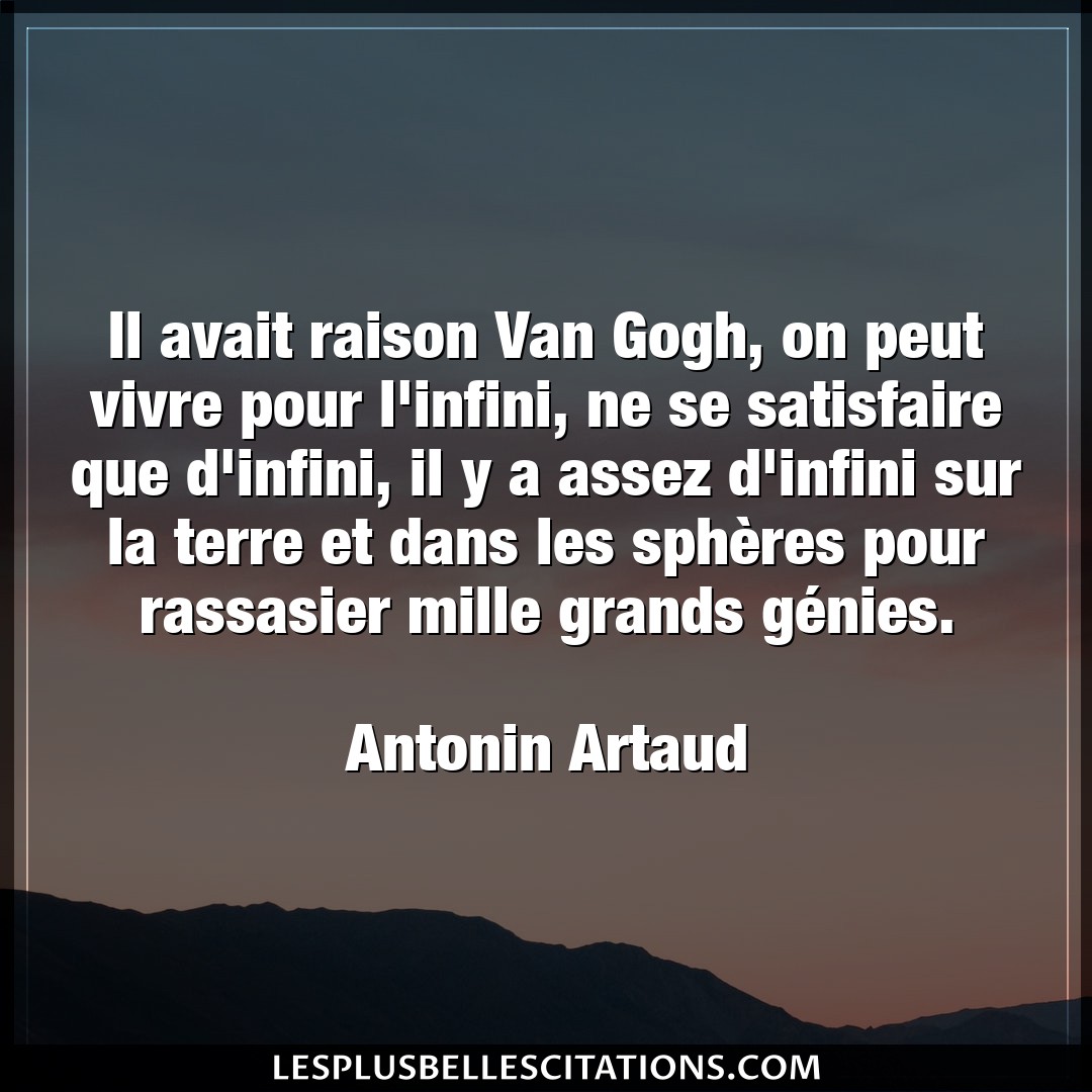 Citation Antonin Artaud Infini Il Avait Raison Van Gogh On Peut Vivre Pour