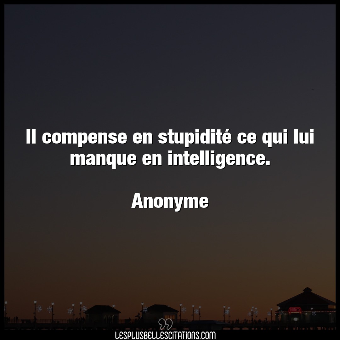 Citation Anonyme Intelligence Il Compense En Stupidite Ce Qui Lui Manque E