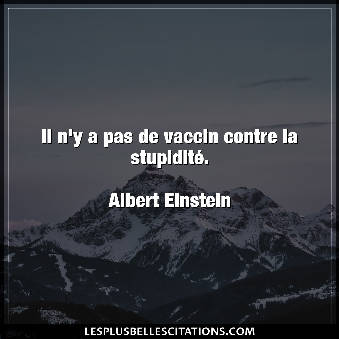 Citation Albert Einstein Contre Il N Y A Pas De Vaccin Contre La Stupidite