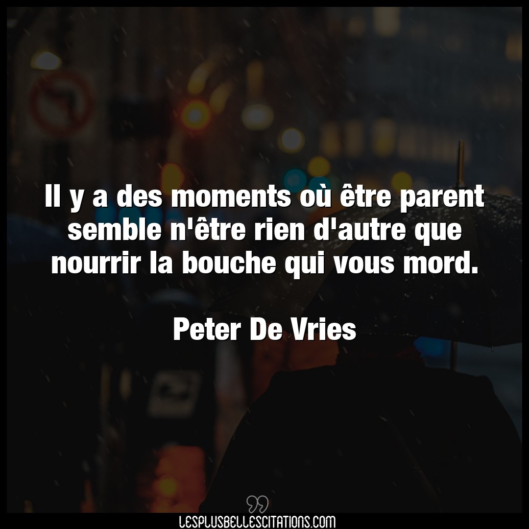 Citation Peter De Vries Autre Il Y A Des Moments Ou Etre Parent Semble N