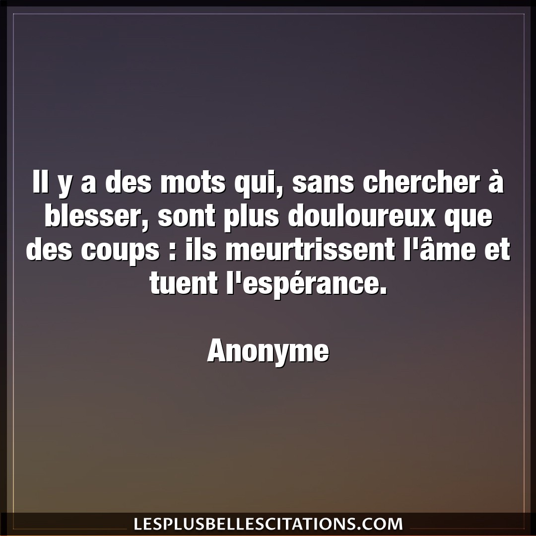 Citation Anonyme Blesser Il Y A Des Mots Qui Sans Chercher A Blesser