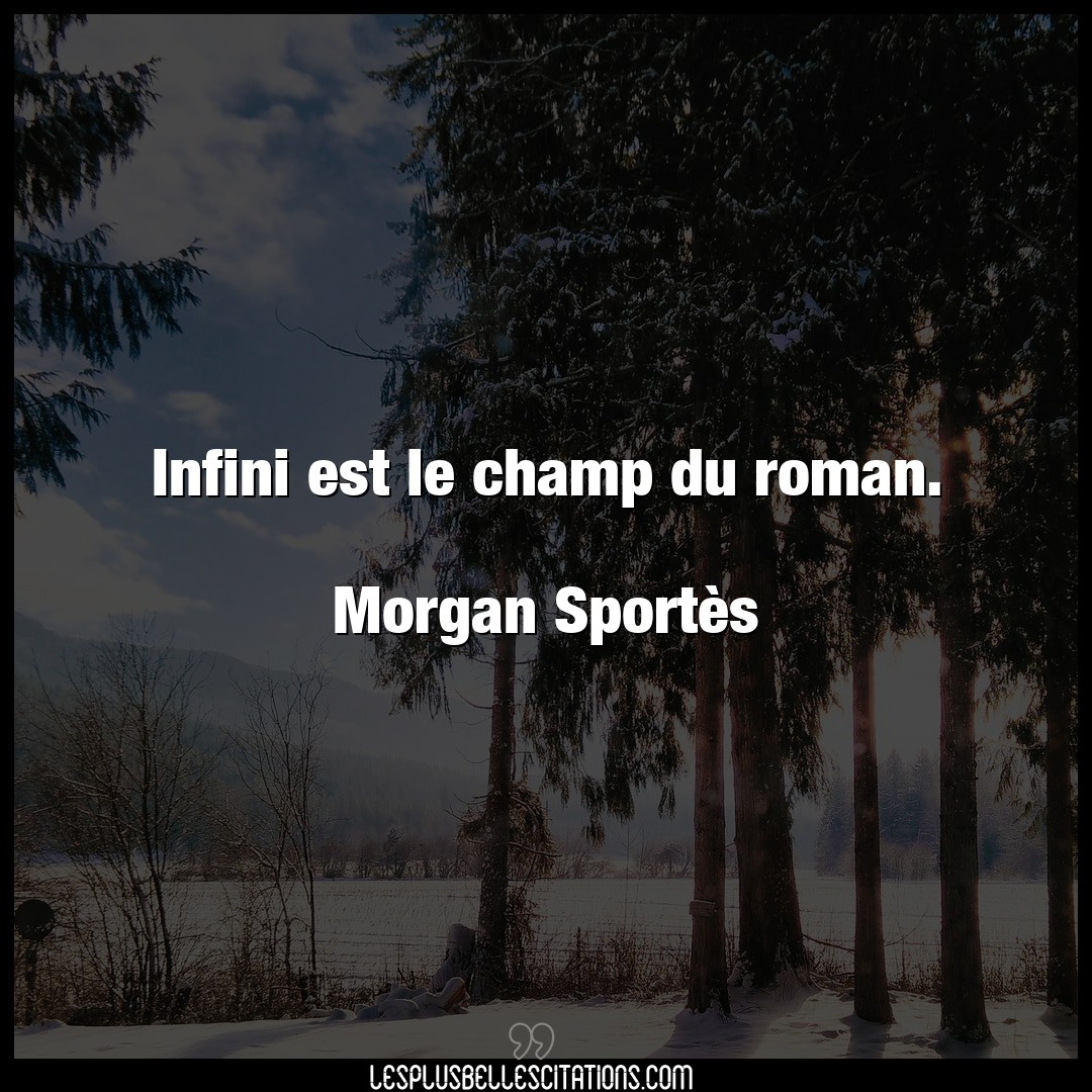Infini est le champ du roman.

Morgan Sport