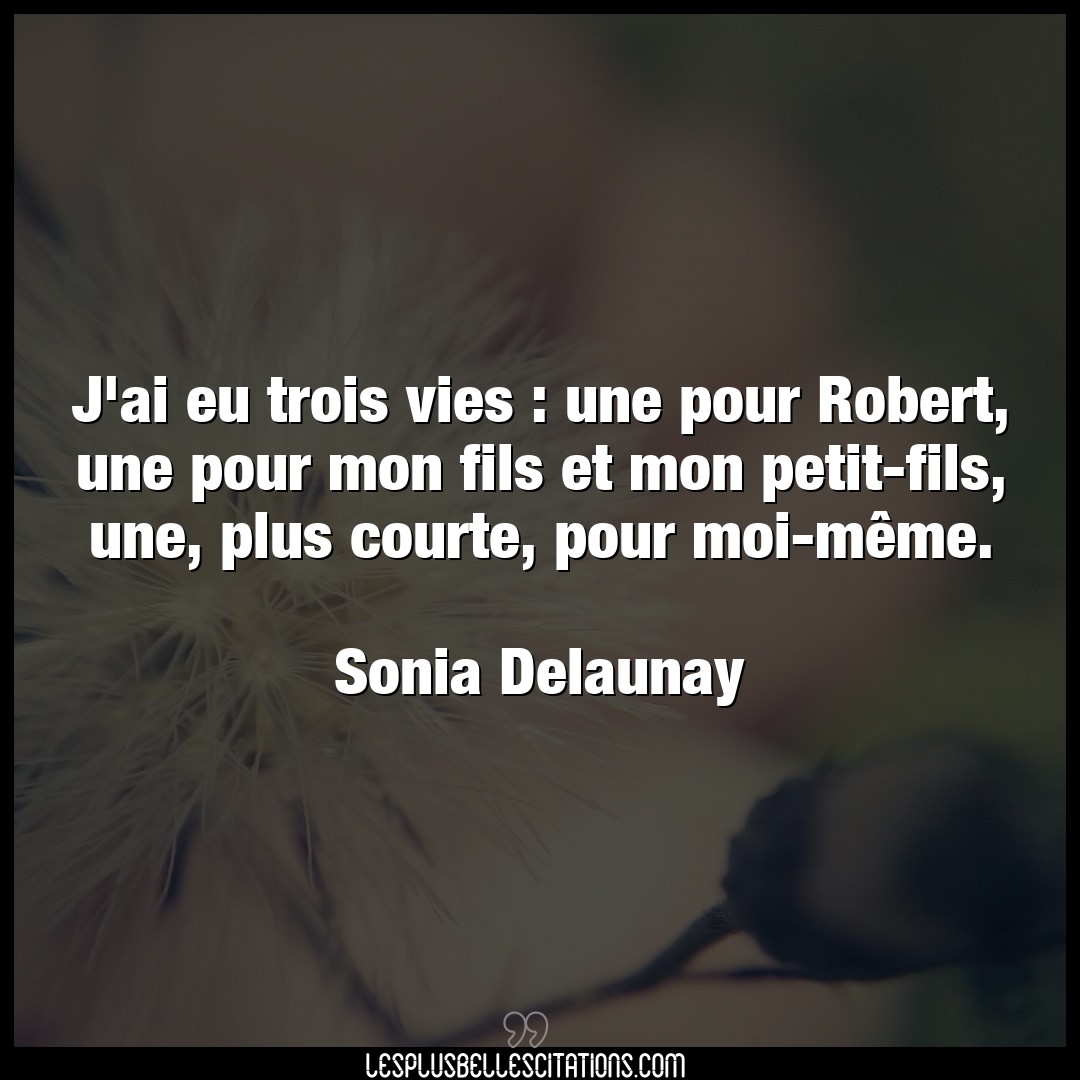 Citation Sonia Delaunay Fils J Ai Eu Trois Vies Une Pour Robert Une Pou