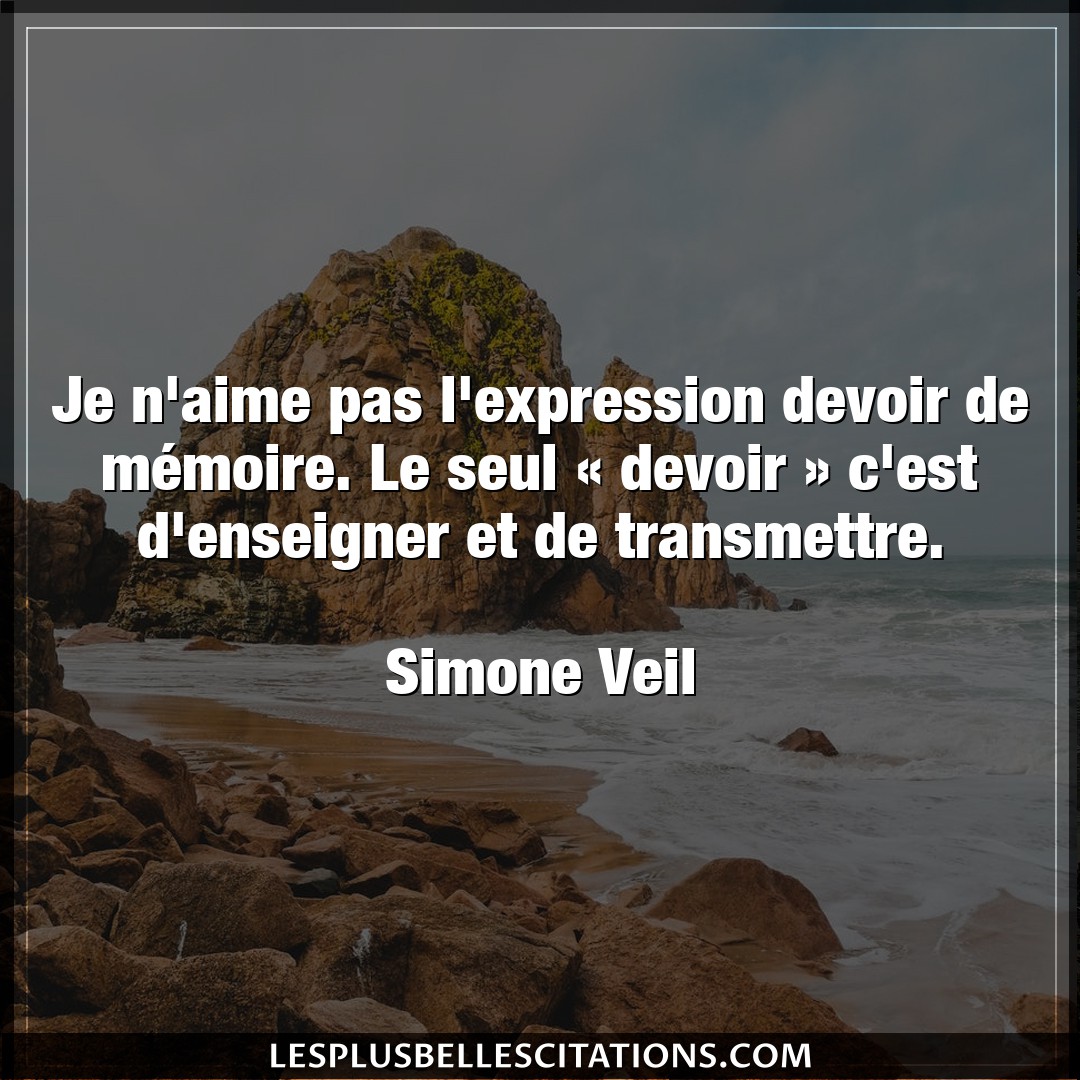 Citation Simone Veil Aime Je N Aime Pas L Expression Devoir De Memoire