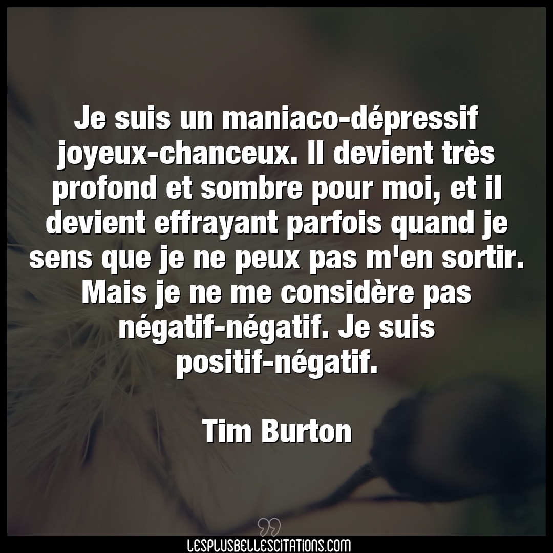 Citation Tim Burton Devient Je Suis Un Maniaco Depressif Joyeux Chanceux