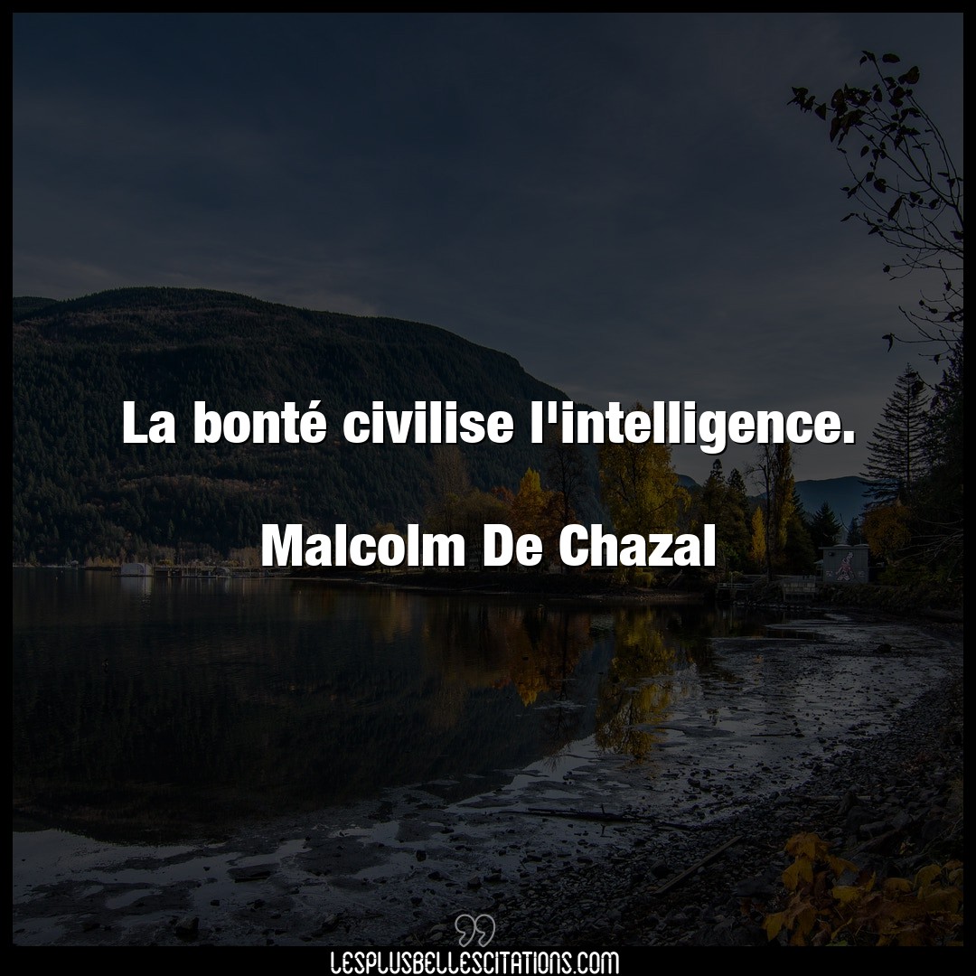 La bonté civilise l’intelligence.

Malcolm