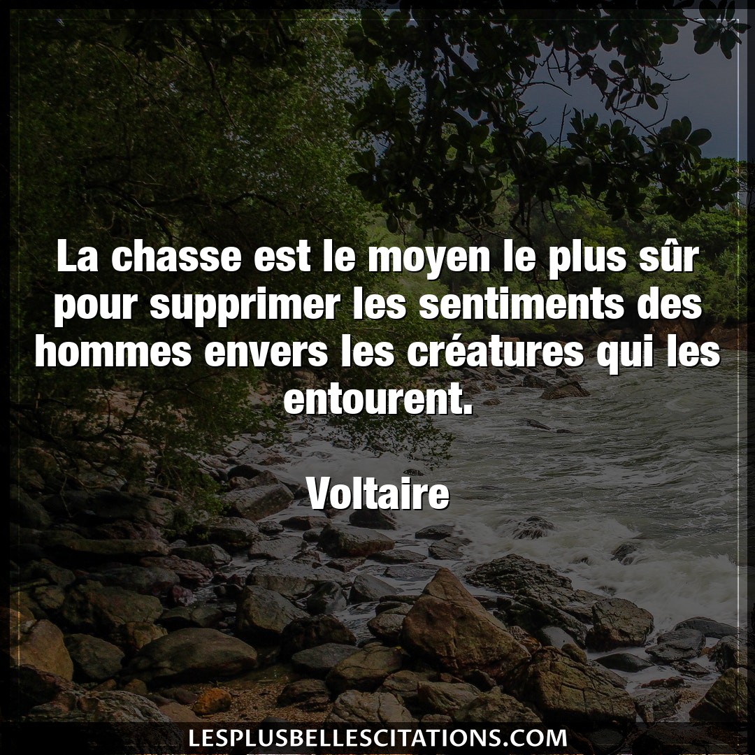 Citation Voltaire Chasse La Chasse Est Le Moyen Le Plus Sur Pour Supp