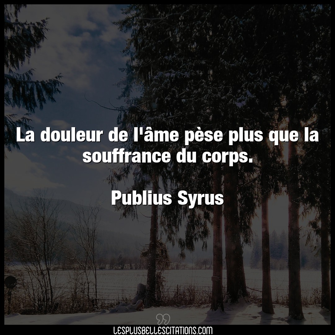 Citation Publius Syrus Corps La Douleur De L Ame Pese Plus Que La Souffr