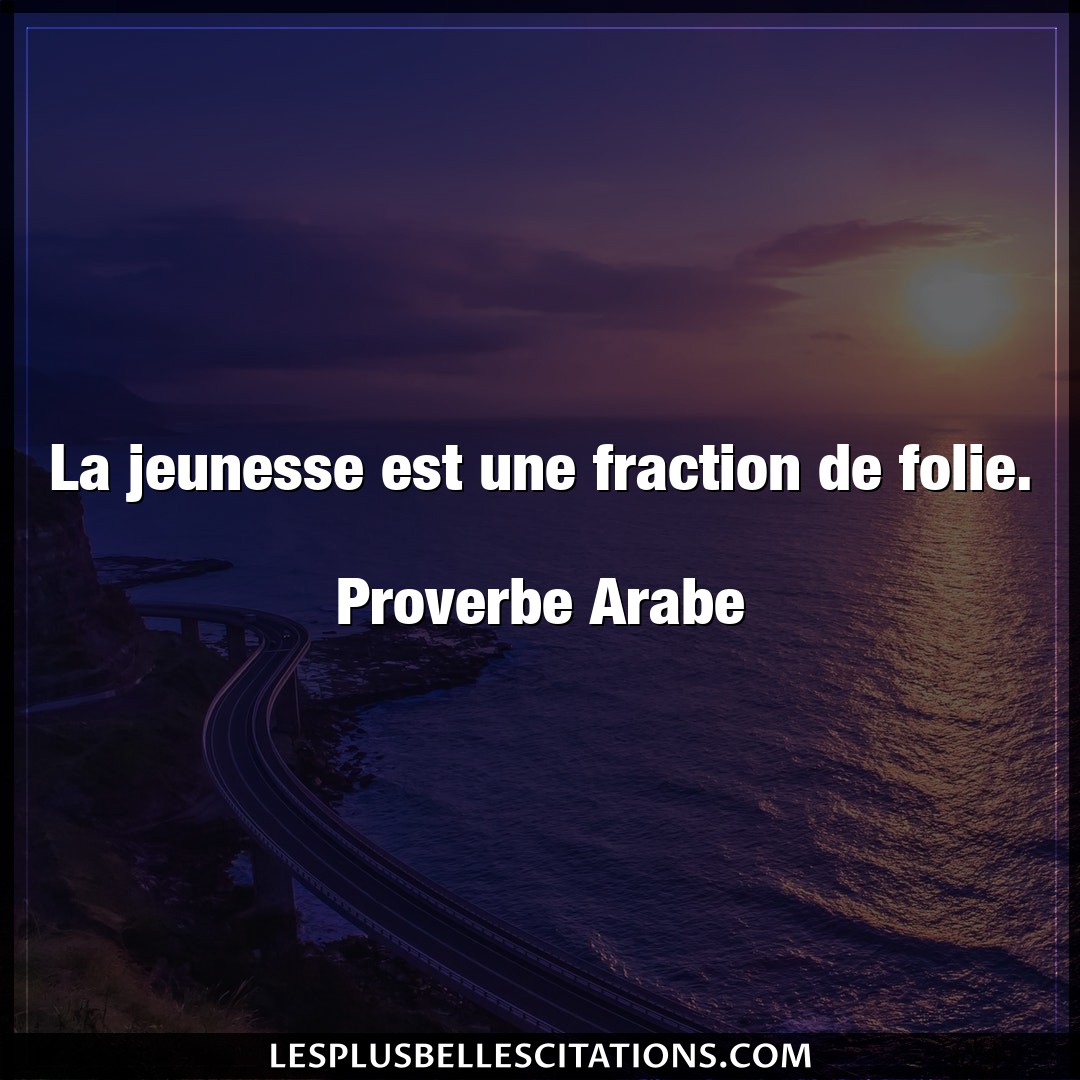 Citation Proverbe Arabe Folie La Jeunesse Est Une Fraction De Folie Pro