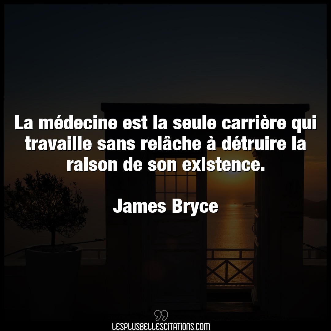Citation James Bryce Existence La Medecine Est La Seule Carriere Qui Trava