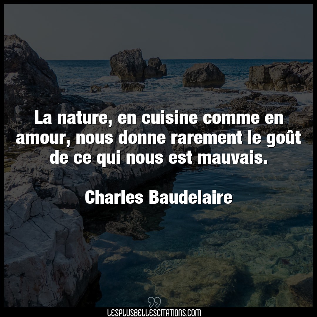 Citation Charles Baudelaire Amour La Nature En Cuisine Comme En Amour Nous Do