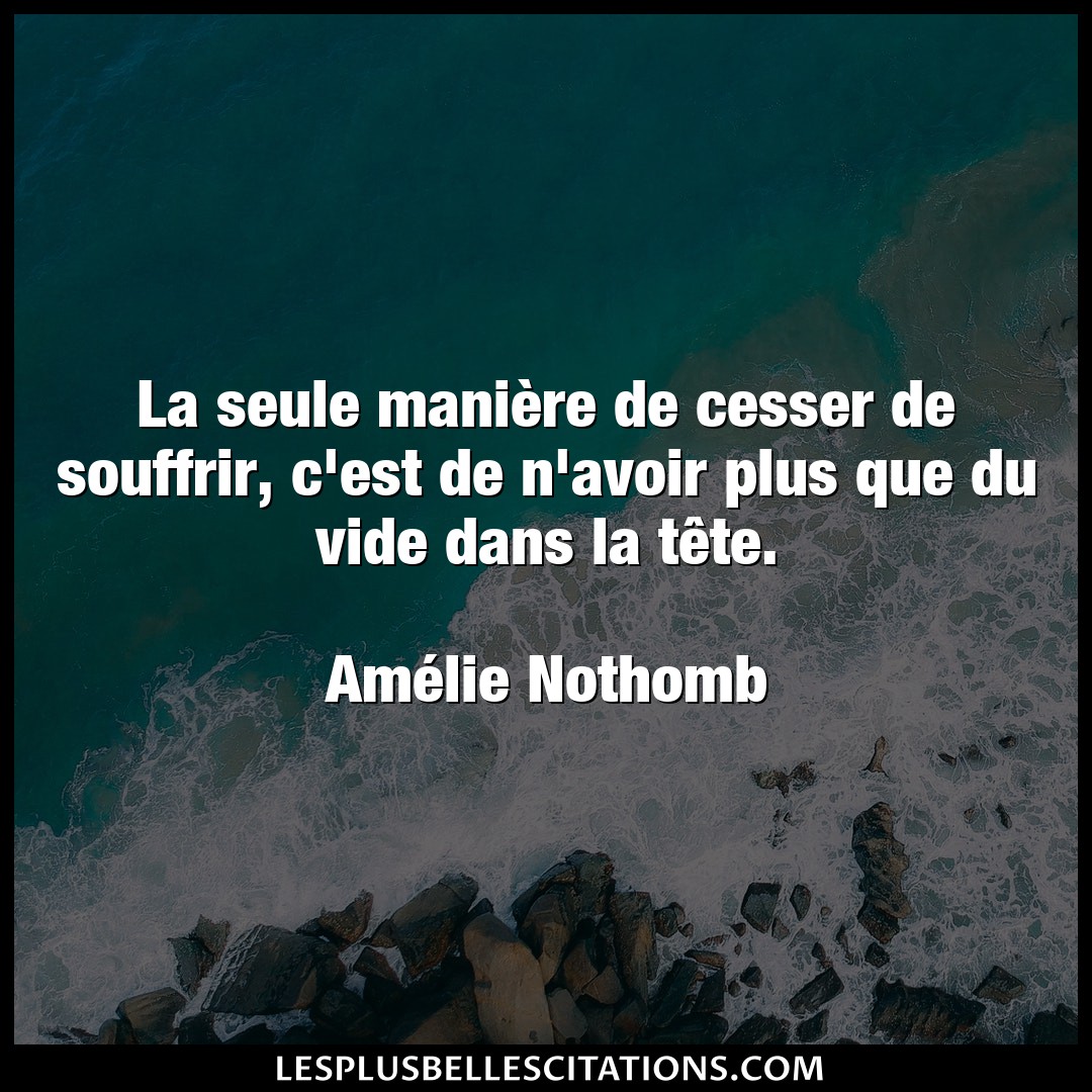 Citation Amelie Nothomb Avoir La Seule Maniere De Cesser De Souffrir C Es