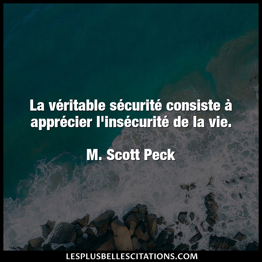 Citation M Scott Peck Vie La Veritable Securite Consiste A Appreci