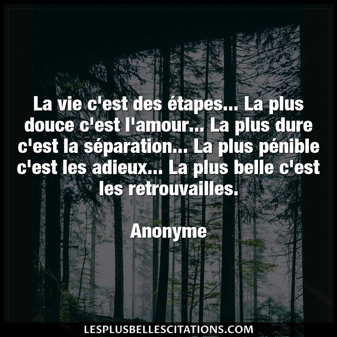 Citation Anonyme Adieux La Vie C Est Des Etapes La Plus Douce C E