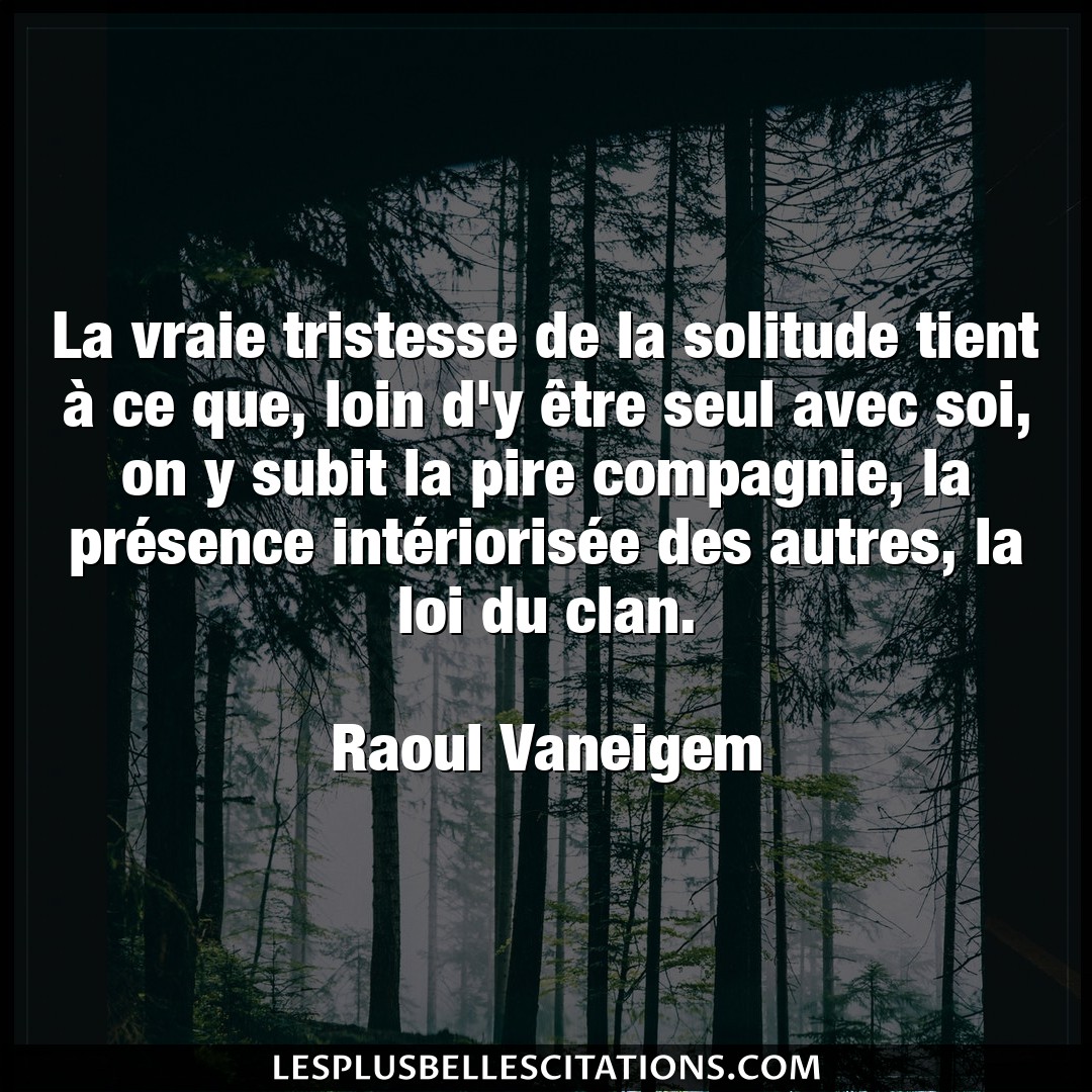 Citation Raoul Vaneigem Loi La Vraie Tristesse De La Solitude Tient A Ce