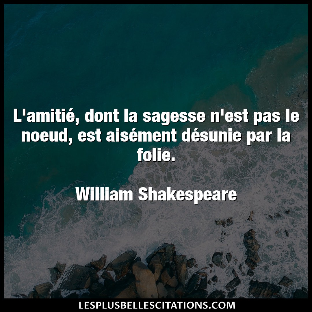 Citation William Shakespeare Dont L Amitie Dont La Sagesse N Est Pas Le Noeud