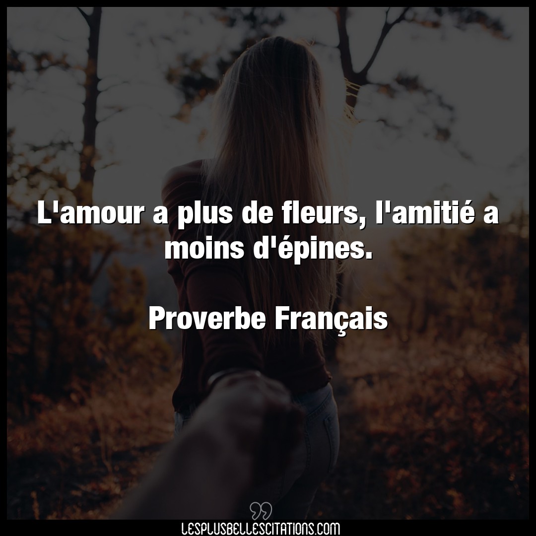 Citation Proverbe Francais Amour L Amour A Plus De Fleurs L Amitie A Moins D