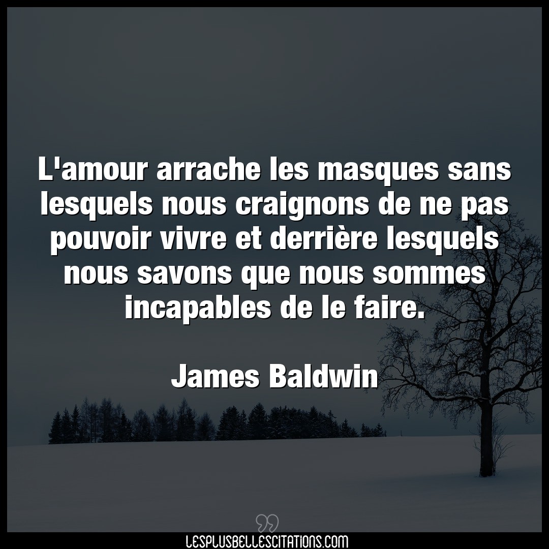 Citation James Baldwin Amour L Amour Arrache Les Masques Sans Lesquels Nou