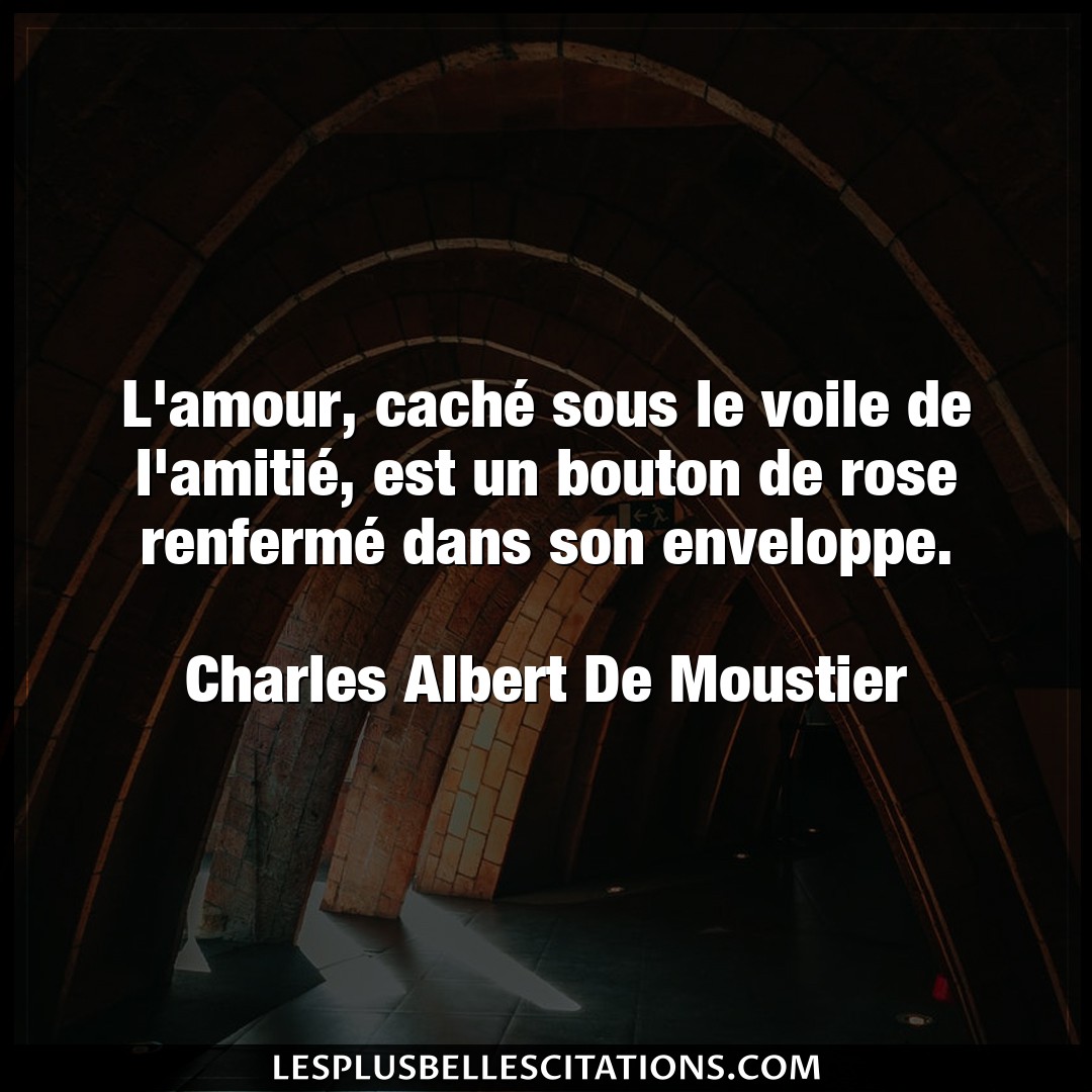 Citation Charles Albert De Moustier Amour L Amour Cache Sous Le Voile De L Amitie E