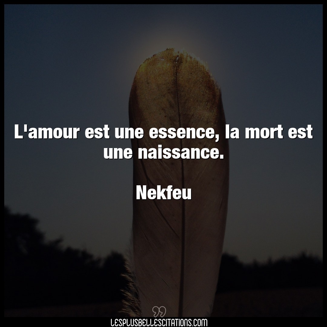 Citation Nekfeu Amour L Amour Est Une Essence La Mort Est Une Nais