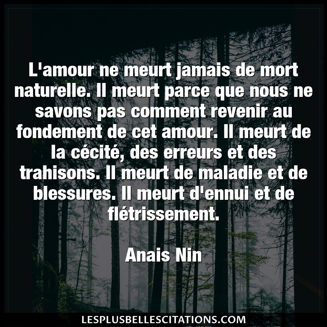 Citation Anais Nin Amour L Amour Ne Meurt Jamais De Mort Naturelle Il