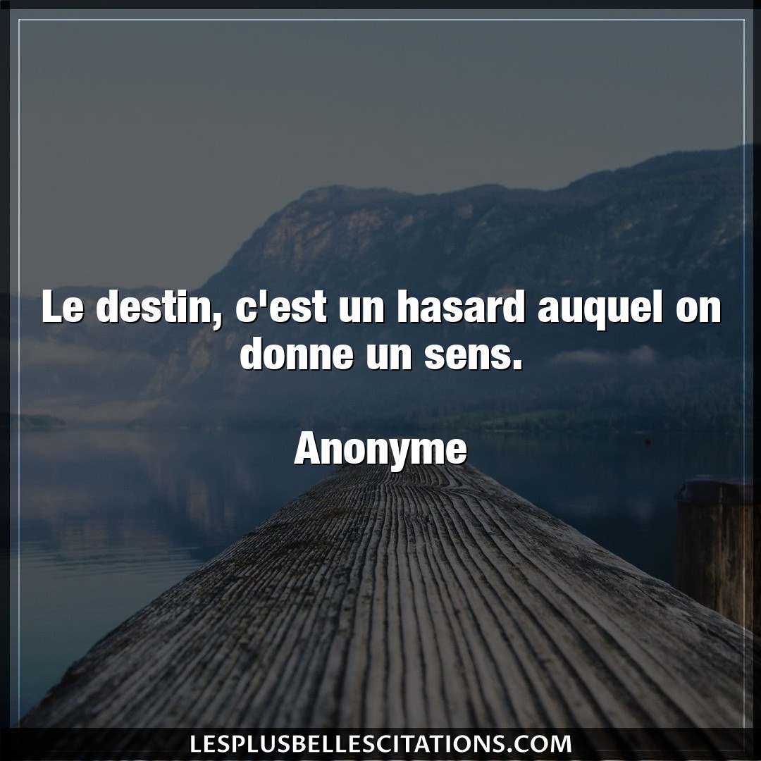 Citation Anonyme Destin Le Destin C Est Un Hasard Auquel On Donne Un