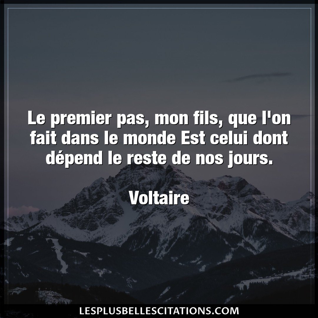 Citation Voltaire Dont Le Premier Pas Mon Fils Que L On Fait Dans