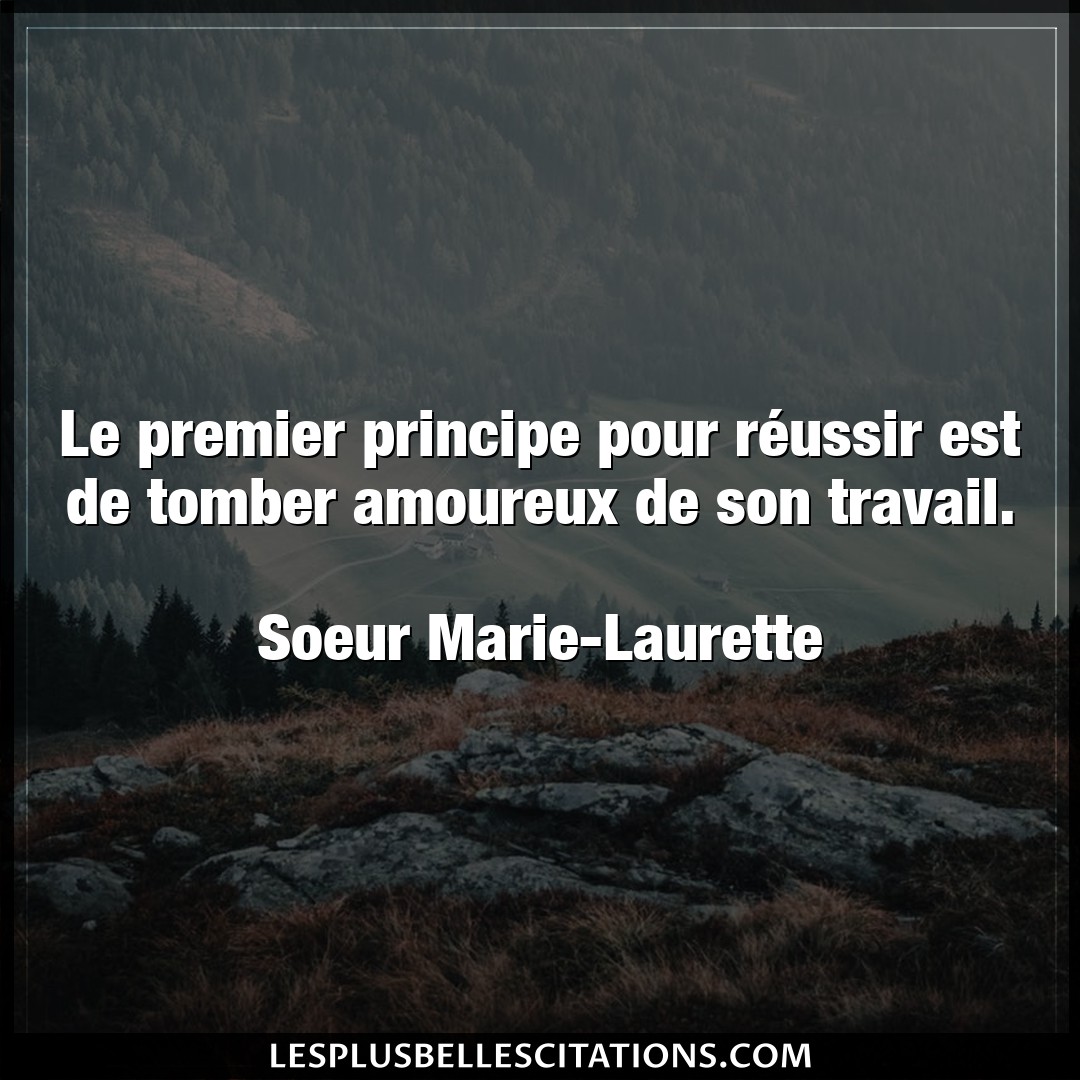 Citation Soeur Marie Laurette Amoureux Le Premier Principe Pour Reussir Est De Tomb