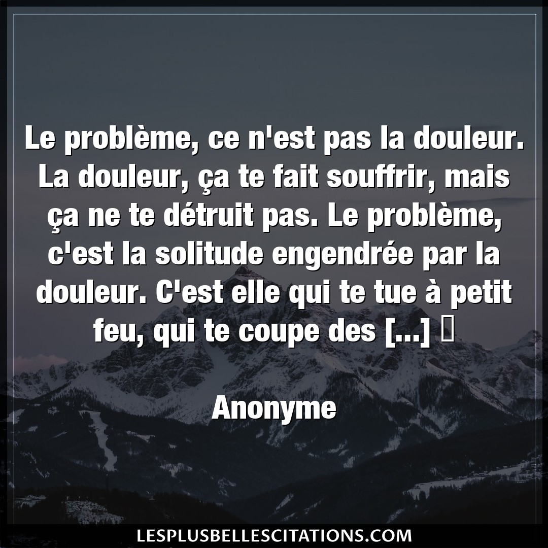 Citation Anonyme Douleur Le Probleme Ce N Est Pas La Douleur La Dou