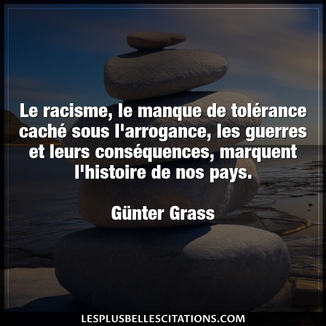 Citation Gunter Grass Arrogance Le Racisme Le Manque De Tolerance Cache So