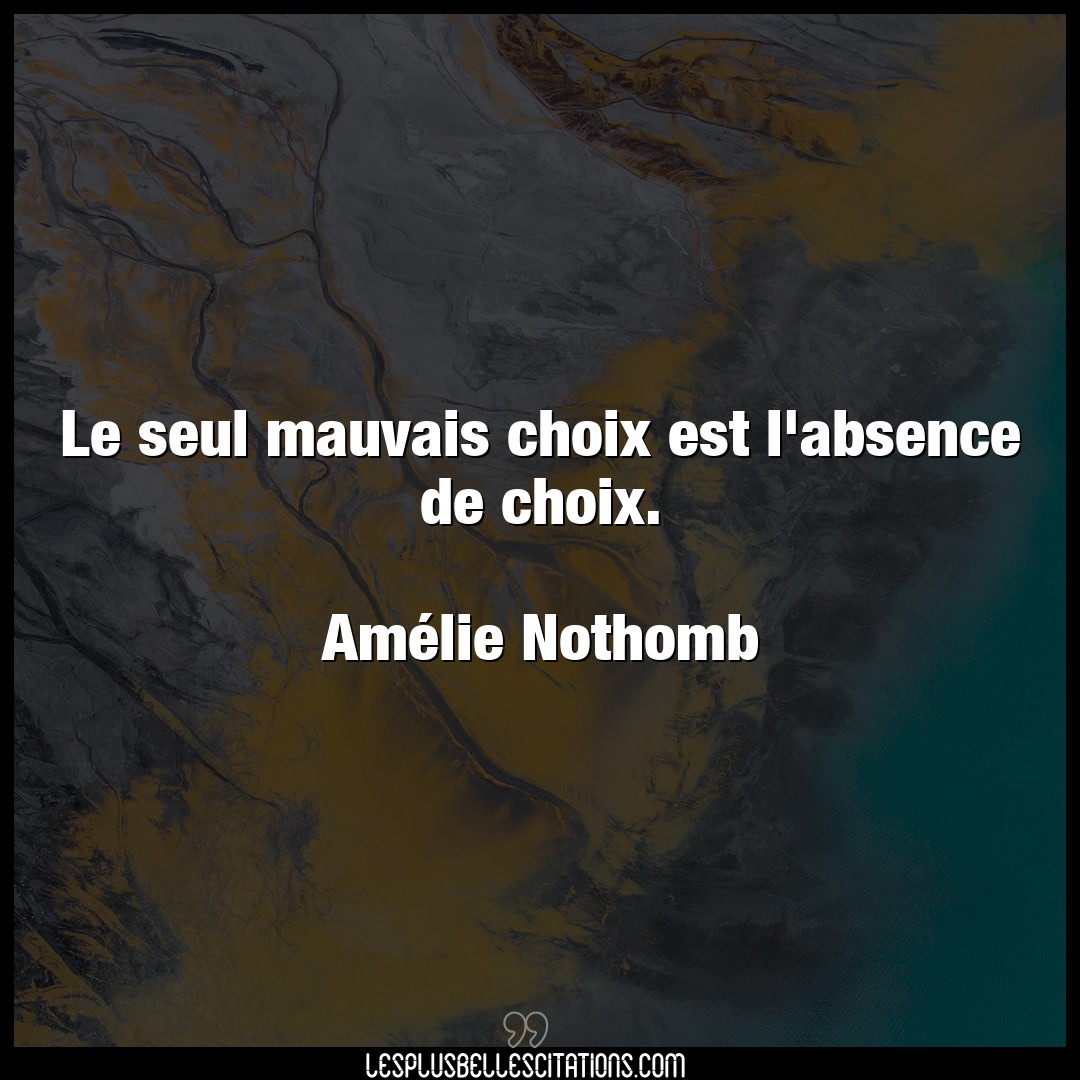 Citation Amelie Nothomb Absence Le Seul Mauvais Choix Est L Absence De Choix