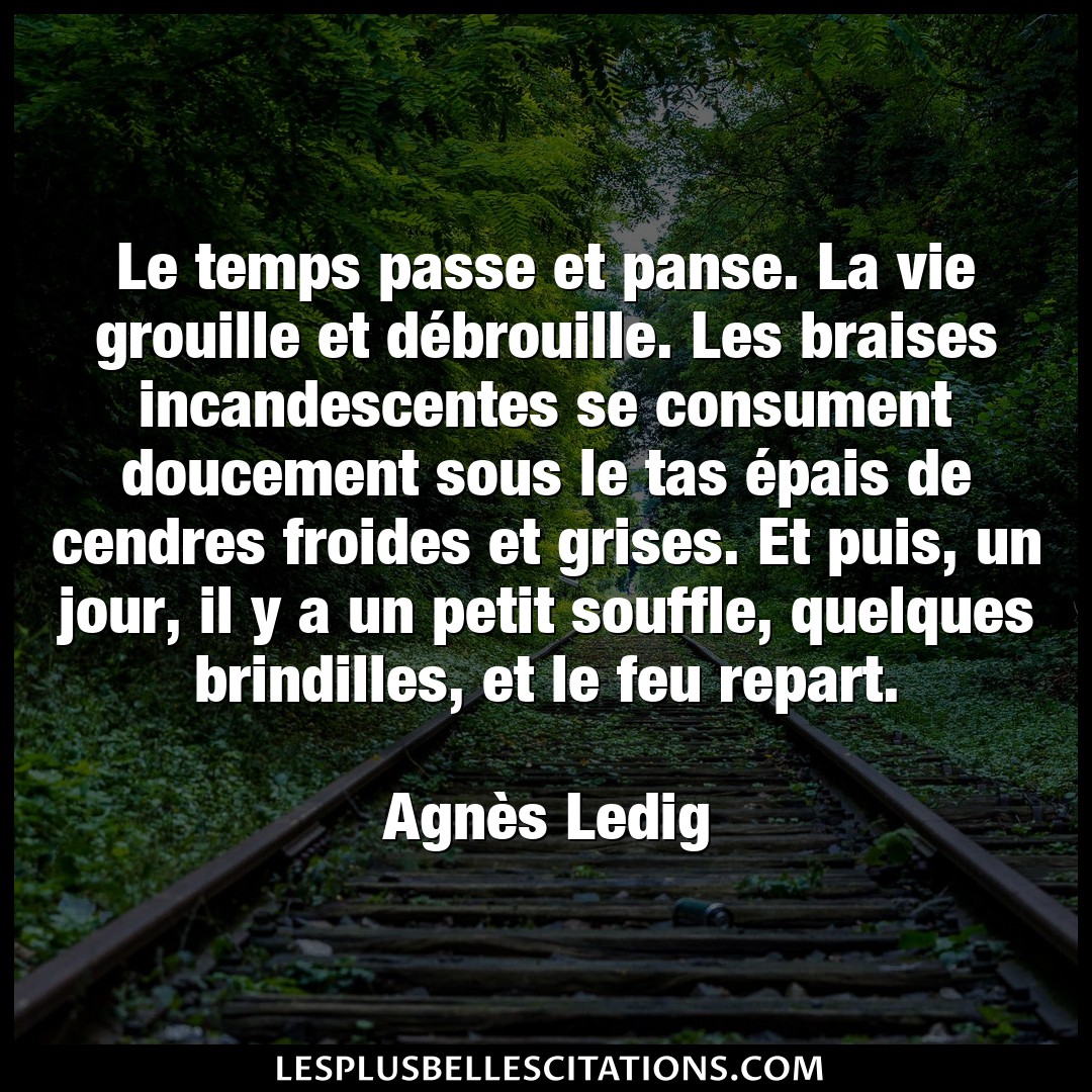 Citation Agnes Ledig Feu Le Temps Passe Et Panse La Vie Grouille Et D