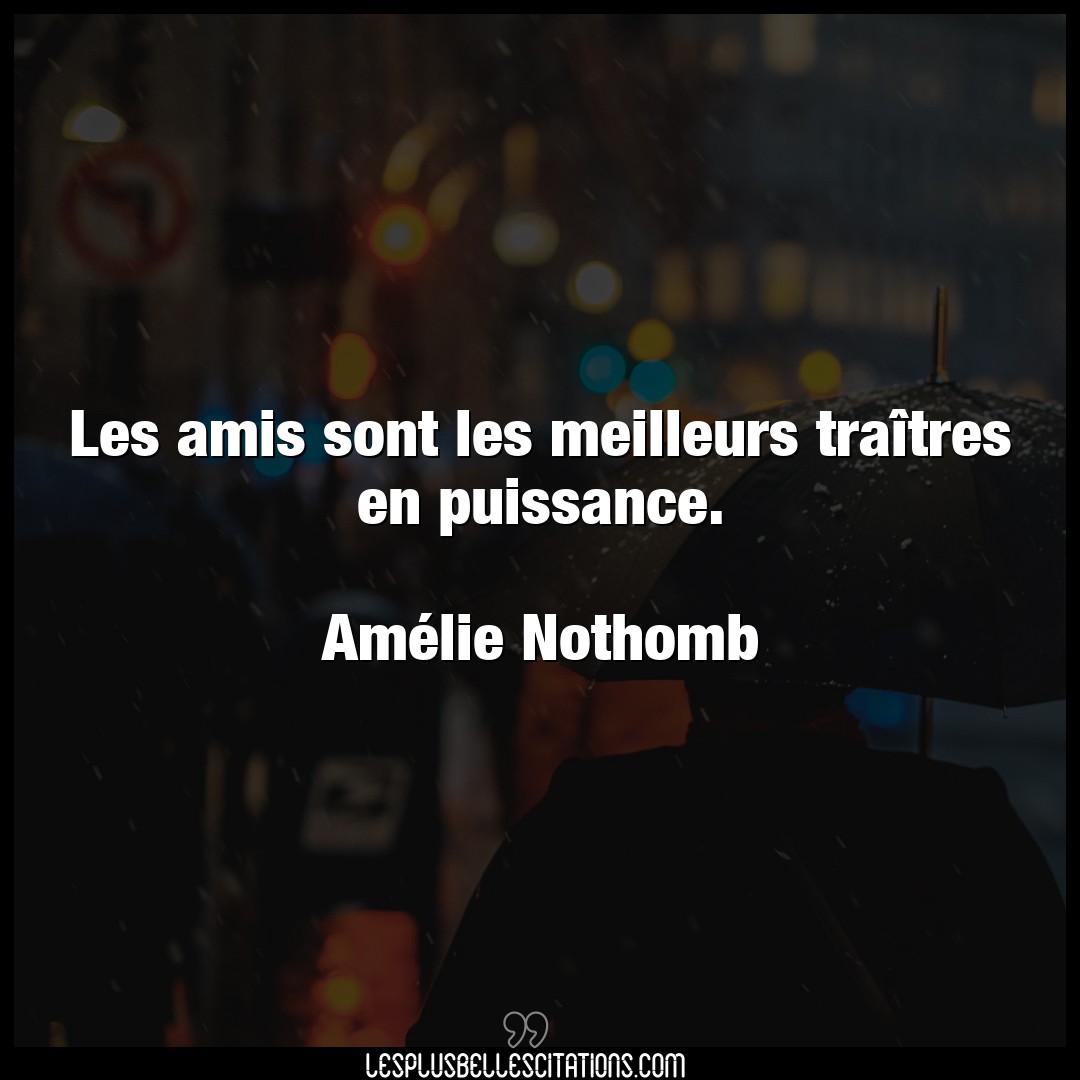 Citation Amelie Nothomb Amis Les Amis Sont Les Meilleurs Traitres En Puis