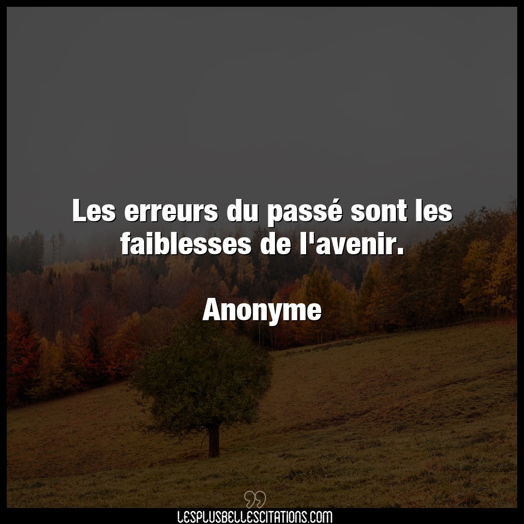 Citation Anonyme Avenir Les Erreurs Du Passe Sont Les Faiblesses De