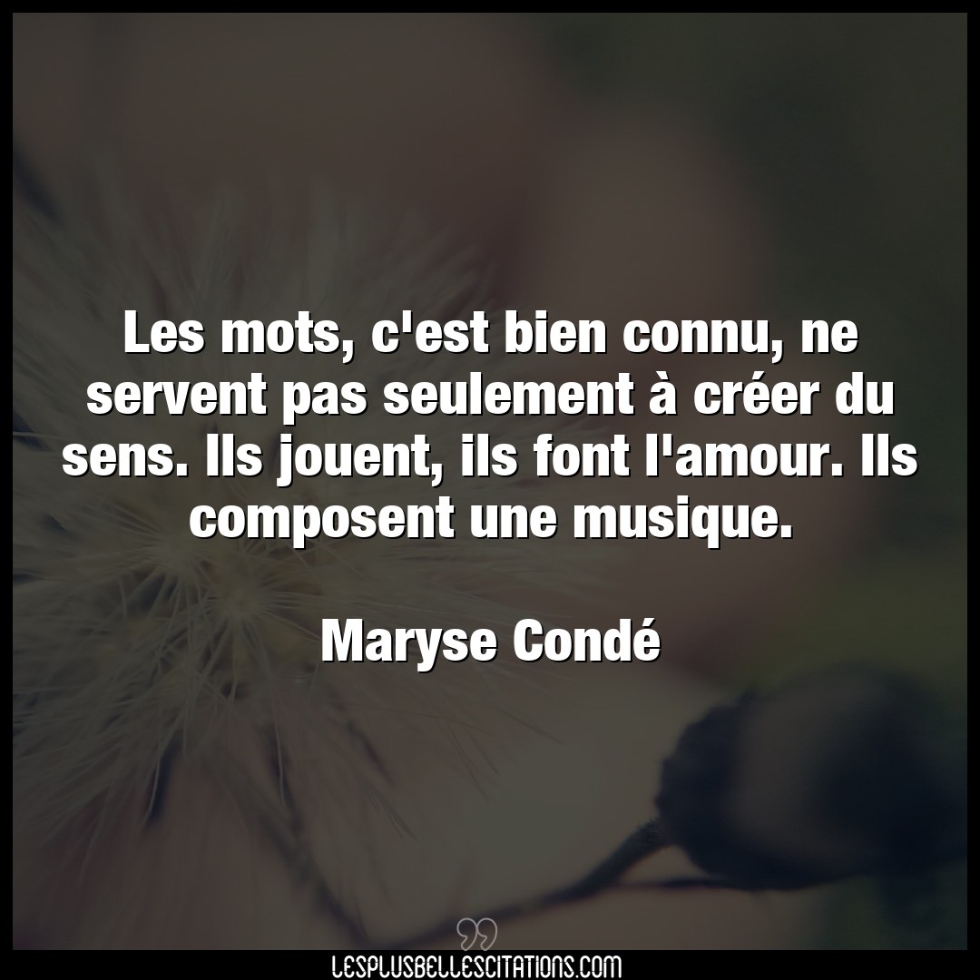 Citation Maryse Conde Amour Les Mots C Est Bien Connu Ne Servent Pas Se