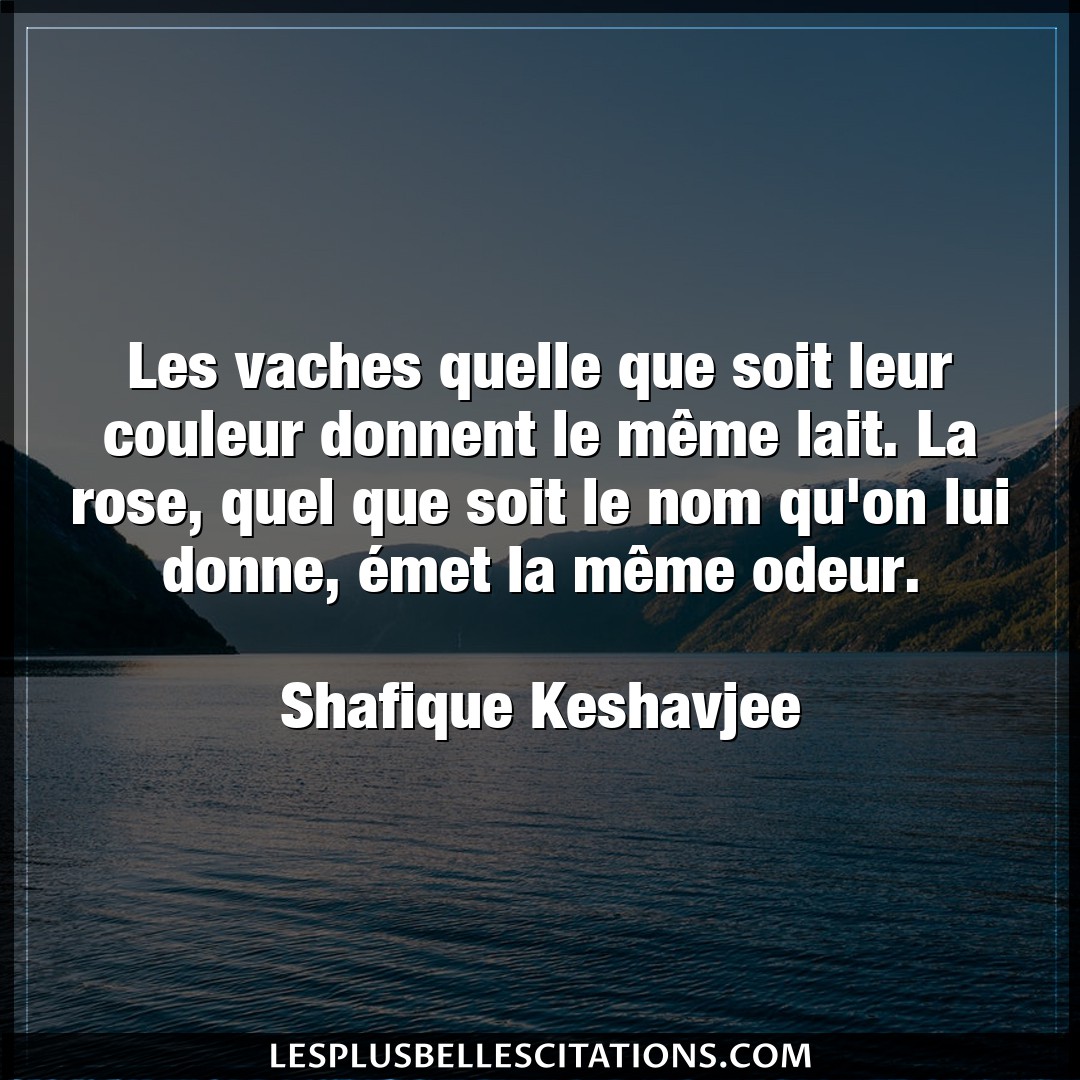 Citation Shafique Keshavjee Couleur Les Vaches Quelle Que Soit Leur Couleur Donne