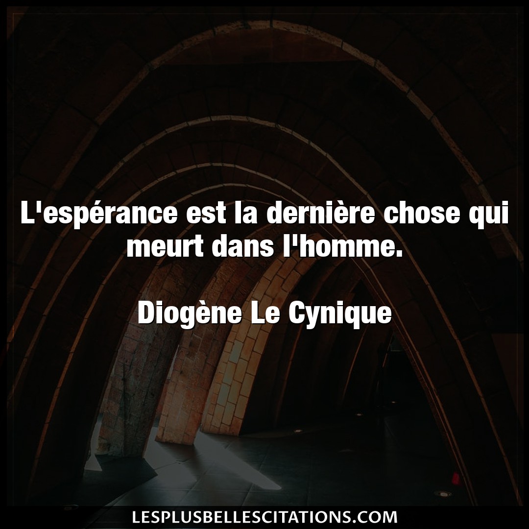 Citation Diogene Le Cynique Chose L Esperance Est La Derniere Chose Qui Meurt