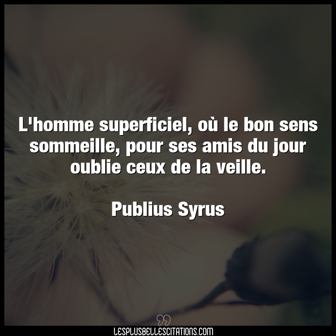 Citation Publius Syrus Amis L Homme Superficiel Ou Le Bon Sens Sommeill