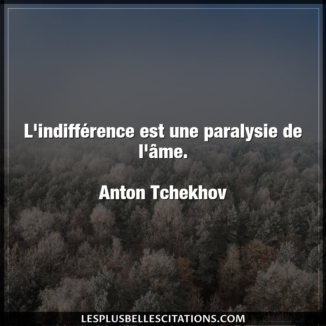 Citation Anton Tchekhov Indifference L Indifference Est Une Paralysie De L Ame