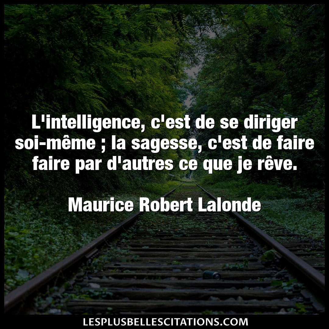 Citation Maurice Robert Lalonde Faire L Intelligence C Est De Se Diriger Soi Meme